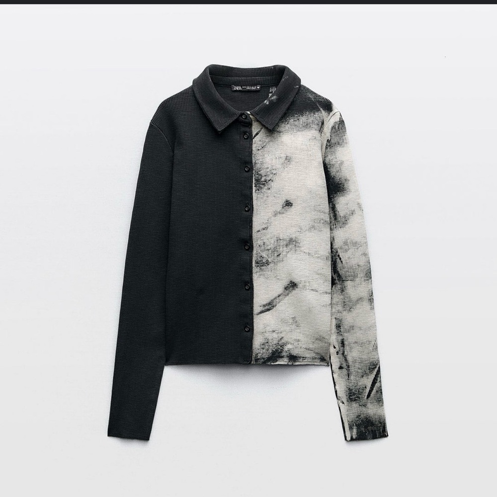 Zara Monochrome Split Blouse